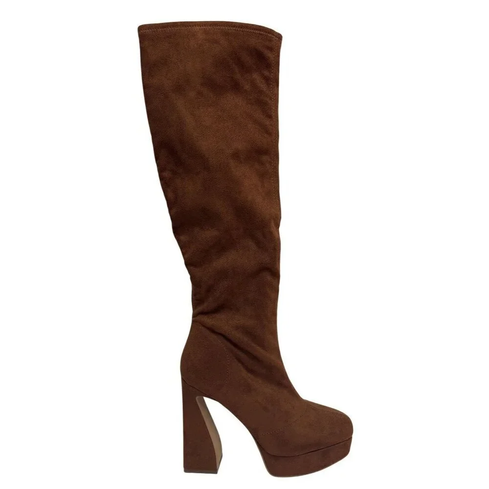 JESSICA SIMPSON/ JS-Daniyah / Zipper / Knee-High Platform / Boots - Brown / Suad